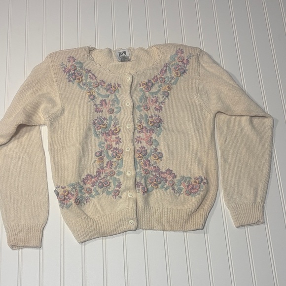 PS sport Sweaters - Floral Embroidered Cream Sweater size petite